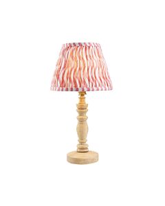 Endon Lighting - Bibury & Ripple 20cm - 114289 - Ash Wood Aged Brass Pink Table Lamp With Shade