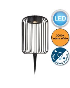 Endon Lighting - Dusk - 106476 - LED Black Clear Glass IP44 Solar Outdoor Spike Light