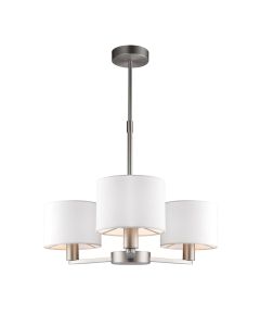 Endon Lighting - Daley - 60256 - Nickel Vintage White 3 Light Ceiling Pendant Light