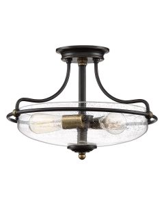 Quoizel Lighting - Griffin - QZ-GRIFFIN-SFS-C-PNAB - Palladian Bronze Clear Seeded Glass 3 Light Flush Ceiling Light