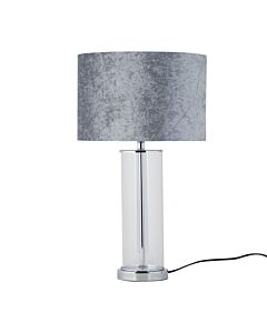 Aura - Chrome Table Lamp with Grey Crushed Velvet Shade