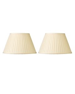 Set of 2 Pleated - 25cm Cream Faux Silk Shades for Table or Floor Lamp