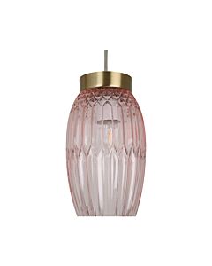 Facet - Antique Brass with Pink Faceted Glass Pendant Shade