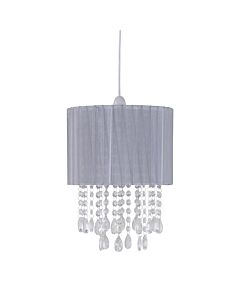 Voile - 25cm Jewelled Grey Ribbon Pendant Shade