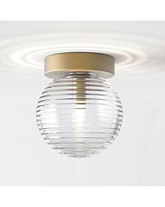 Astro Lighting - Tacoma - 5036003 & 1429028 - Antique Brass Clear Ribbed Glass IP44 Bathroom Ceiling Flush Light