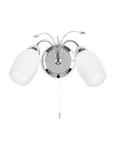 Endon Lighting - Meadow - 2007-2WBCH - Chrome White Glass 2 Light Pull Cord Wall Light