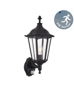 Endon Lighting - Burford - 76548 - Black Clear Glass IP44 Outdoor Sensor Wall Light