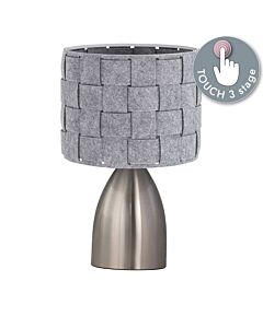 Valentina - Brushed Chrome Touch Lamp with Grey Felt Shade