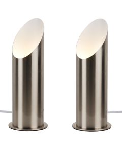 Set of 2 Satin Nickel Tubular Floor Uplights