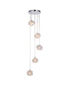 Endon Lighting - Talia - 77566 - Chrome Clear Crystal Glass 5 Light Ceiling Pendant Light