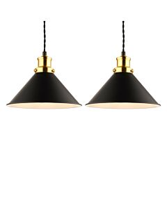 Set of 2 Downton - Black with Brushed Gold Pendants