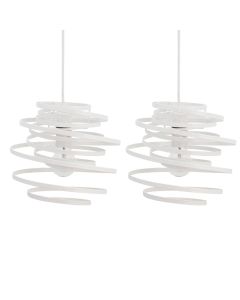 Set of 2 White Metal Swirl Easy Fit Light Shades