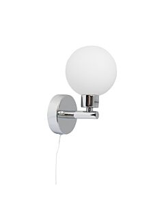 Dais - Chrome Opal Glass IP44 Pull Cord Bathroom Wall Light
