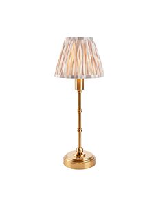 Endon Lighting - Burley Rechargeable & Ikat 16cm - 114812 - LED Aged Brass Neutral Touch Table Lamp With Shade