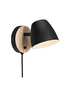 Nordlux - Theo - 2112631003 - Black Wood Plug In Spotlight