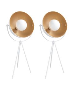 Pair of Retro White Tripod Table Lamps