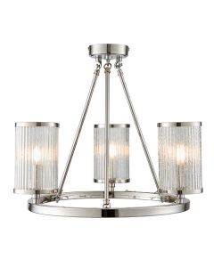 Endon Lighting - Easton - 76261 - Nickel Clear Bubbled Glass 3 Light Flush Ceiling Light