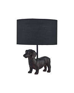 Ronnie - Dachshund Dog Lamp with Black Fabric Shade