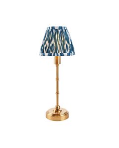 Endon Lighting - Burley Rechargeable & Ikat 16cm - 114808 - LED Aged Brass Blue Touch Table Lamp With Shade