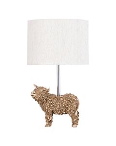 Angus - Highland Cow Table Lamp With Oatmeal Linen Shade