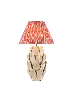 Endon Lighting - Layered Leaf & Ikat 30cm - 116427 - Cream Crackle Aged Brass Pink Ceramic Table Lamp With Shade