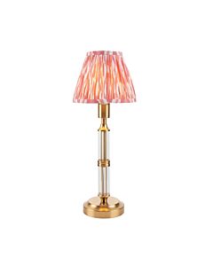 Endon Lighting - Morton Rechargeable & Ikat 16cm - 114836 - LED Aged Brass Pink Touch Table Lamp With Shade