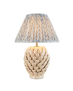 Endon Lighting - Layered Leaf & Leaf 30cm - 116412 - Cream Crackle Aged Brass Blue Ceramic Table Lamp With Shade