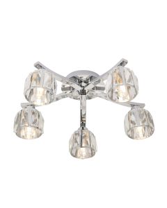 Endon Lighting - Ria - 96454 - Chrome Clear Crystal Glass 5 Light IP44 Bathroom Ceiling Light