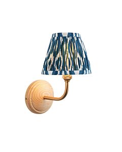 Endon Lighting - Wood Arc & Ikat 16cm - 115817 - Ash Wood Blue Wall Light