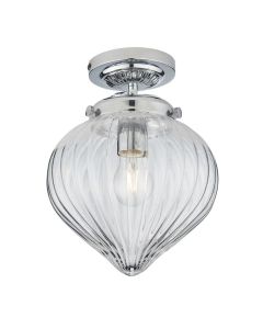 Endon Lighting - Cheston - 96489 - Chrome Clear Ribbed Glass IP44 Bathroom Ceiling Flush Light