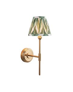 Endon Lighting - Step T Bar & Zigzag 16cm - 115766 - Aged Brass Green Wall Light