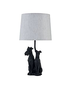 Friends - Two Dog Table Lamp With Oatmeal Linen Shade