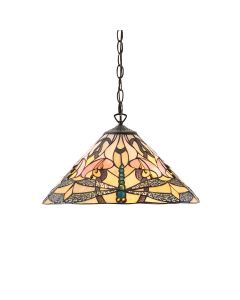 Interiors 1900 - Ashton - 63923 - Dark Bronze Tiffany Glass Ceiling Pendant Light