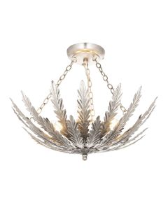 Endon Lighting - Delphine - 98048 - Silver Leaf 3 Light Flush Ceiling Light