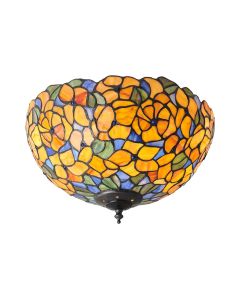 Interiors 1900 - Josette - 70720 - Dark Bronze Tiffany Glass 2 Light Flush Ceiling Light