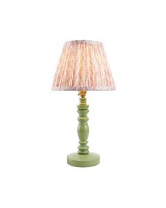 Endon Lighting - Bibury & Leaf 20cm - 115939 - Green Aged Brass Peach Table Lamp With Shade