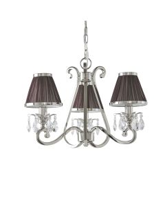 Interiors 1900 - Oksana - 63513 - Nickel Clear Crystal Glass Chocolate Pleated 3 Light Chandelier