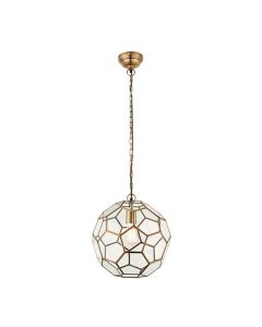 Endon Lighting - Miele - 69784 - Antique Brass Clear Glass Ceiling Pendant Light