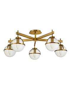 Hinkley Lighting - Hollis - HK-HOLLIS-5-C-HB - Heritage Brass Clear Seeded Glass 5 Light IP44 Bathroom Ceiling Light