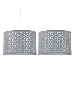 Set of 2 Grey Laser Cut 30cm Pendant Lightshades