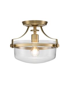 Quoizel Lighting - Penn Station - QZ-PENN-STATION-F-BB - Brushed Brass Clear Glass Flush Ceiling Light