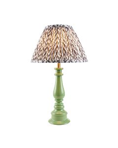 Endon Lighting - Myrtle & Leaf 30cm - 114910 - Green Warm Brass Grey Table Lamp With Shade