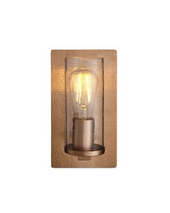 Reyna - Hammered Copper Clear Textured Glass Wall Light