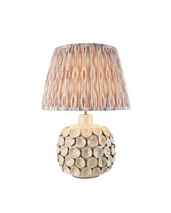 Endon Lighting - Borello & Ikat 35cm - 116406 - Cream Crackle Aged Brass Neutral Ceramic Table Lamp With Shade