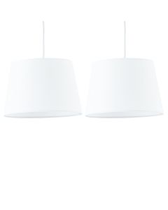 Set of 2 White Cotton 23cm Tapered Cylinder Pendant or Lamp Shades