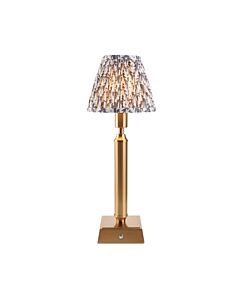 Endon Lighting - Trobridge Rechargeable & Leaf 16cm - 114854 - LED Aged Brass Grey Touch Table Lamp With Shade