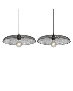 Set of 2 Cassidy - Large Black Mesh Easy Fit Metal Pendant Shades