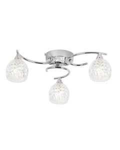 Endon Lighting - Boyer - BOYER-3CH - Chrome Clear Glass 3 Light Flush Ceiling Light