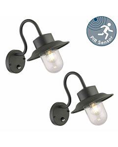 Set of 2 Montford - Black Motion Sensor Outdoor Wall Lights