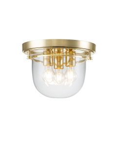 Quoizel Lighting - Whistling - QZ-WHISTLING-F-PB - Brass Clear Glass 3 Light IP44 Bathroom Ceiling Flush Light